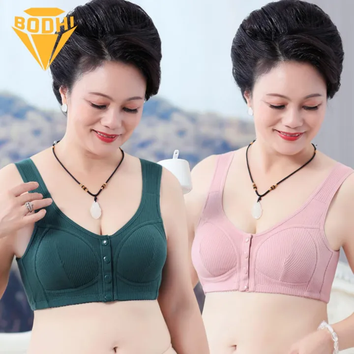 Women Bra Comfortable Wireless Front Closure Sport Bra for Mid-aged Women Vest Style with Removable Pads Ideal for Southeast Asian Buyers Breathable Bra