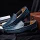 【ALLGOOD】Eic Plus Size 46 47 Men's Cow Leather Loafers Moccasins Shoes Casual Driving Shoes Slip on Flat Shoes for Men Kasut Lelaki(Black,Blue,Brown). 