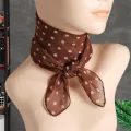 Women Scarf Dot Print Thin Neckerchief Breathable Neck Decoration Chiffon Collar Scarf Lady Head Neck Square Scarf. 
