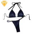 Bikini Set with Faux Pearl Decoration Leopard Print Bikini Set with Faux Pearls Halter Bra Briefs for Quick Drying Beachwear 2pcs/set Women's Swimsuit Beach Outfit. 