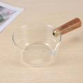 Nullmul Glass Milk Pot with Wooden Handle 400Ml Cooking Pot for Salad Noodles Gas Stove Cookware. 