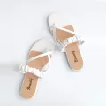 Sheoly Women White Color Toe-Cross Folding Strap Sandals for women. 