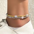 Women Double Layers Ankle Bracelets / Girls Boho Adjustable Size  Beach Anklet / Girls Charm Fishtail Pendant  Anklets / Ladies Fashion On Leg Foot Jewelry Accessories. 