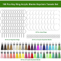 Acrylic Transparent Key Ring Set Key Fob Clear Acrylic Blank Pendants Clear Round Acrylic Blanks With Tassels Key Ring Jump Rings. 