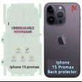 Vorix Iphone 15 Pro Max Back Transparent HD+ Matte with Apple Cut / Logo 360 Smooth Sheet Edges Jelly Protector around the corner Complete Coverage Jelly. 