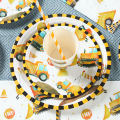 Construction Disposable Tableware Birthday Party Decor Kids Boy Engineering Vehicle Theme Tableware Party Supplies Baby Shower. 