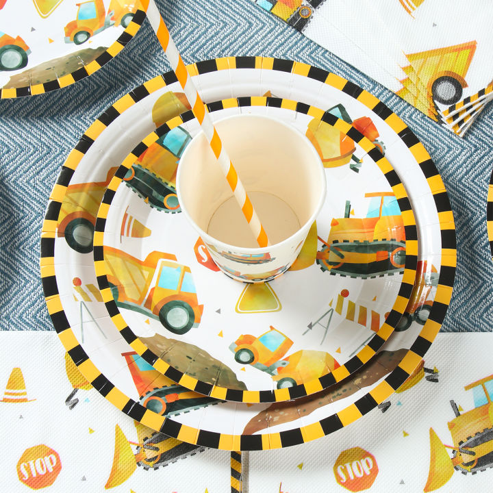 Construction%20Disposable%20Tableware%20Birthday%20Party%20Decor%20Kids%20Boy%20Engineering%20Vehicle%20Theme%20Tableware%20Party%20Supplies%20Baby%20Shower%20-%20Image%203