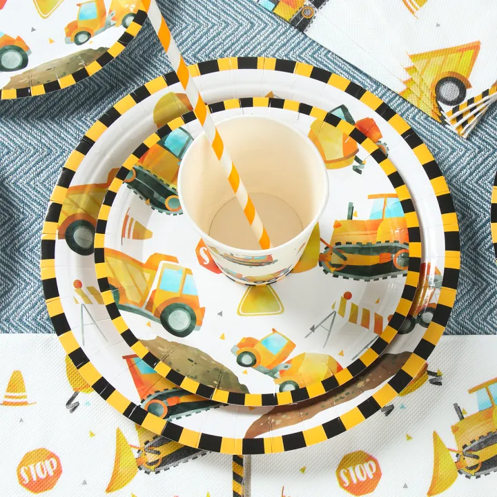 Construction%20Disposable%20Tableware%20Birthday%20Party%20Decor%20Kids%20Boy%20Engineering%20Vehicle%20Theme%20Tableware%20Party%20Supplies%20Baby%20Shower%20-%20Image%203