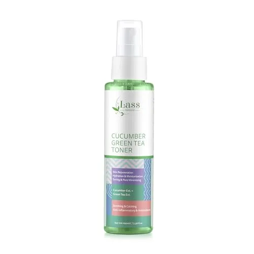 Lass Natural Cucumber Green TeaToner 100ml, Hydrating Pore Purifying | Moisturising Revitalising Facial Spray Toner | Acne Prone and oily skin with Natural extract |No Alcohol, Parabens & Sulphates, No Animal Testing(FROM INDIA)JEZ