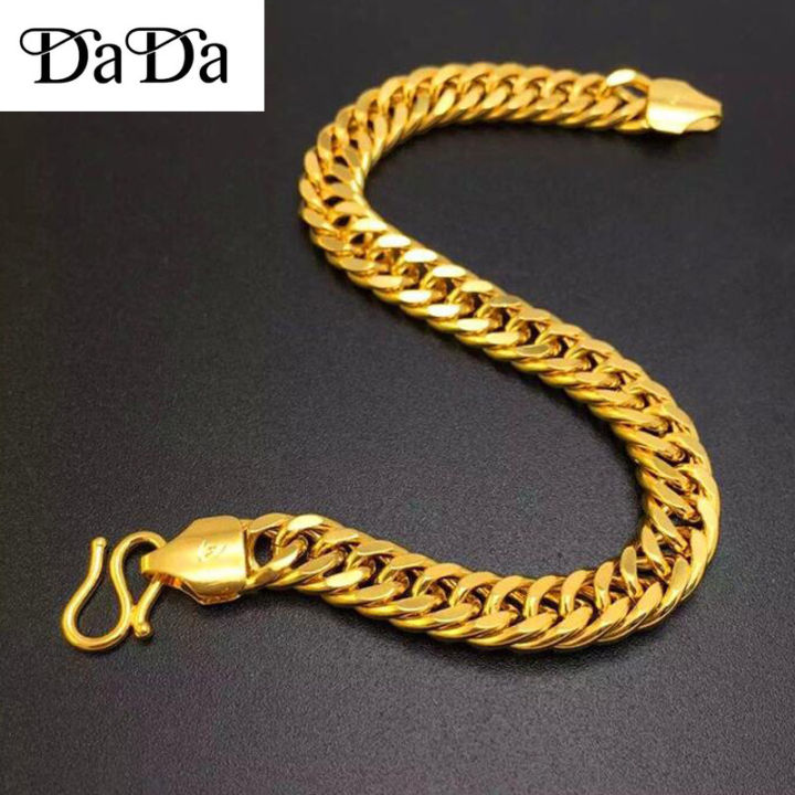 Original%2018k%20Pure%20Gold%20Men's%20Bracelet%20Boss%20Euro%20Coin%20Tank%20Flat%20Chain%20Bracelet%20-%20Image%204