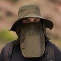 Summer Quick-drying Boonie Men Women Hat Outdoor Face Mask Wide Brim Bucket Hat Sun Protection Wide Brim Cap for Fishing Hunting. 