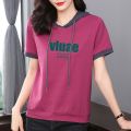 Hoodie Short Sleeve T Women's Summer Thin T-shirt 2024 New plus Size Women's Casual Top Loose Half Sleeve Sweater. 