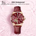 LouisWill Genuine Leather Watch Women's Fashion Watch Clover Dial Inlaid With Diamond 30M Waterproof Watch With Calendar Quartz Watch Belt Watch Wristwatch for Women Ladies. 