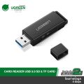 UGREEN SD Card Reader - Portable USB 3.0 Dual Slot Flash Memory Card Adapter Hub for SDXC, SDHC, MMC, RS-MMC, TF, Micro SDXC, Micro SDHC UHS-I for Mac, Windows, Linux, Chrome PC, Laptop. 