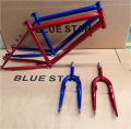 MTB Bicycle Frame and Fork 26", Durable Heavy-duty Material and High-Quality Design - RED and BLUE colour Bicycle Accessories. 