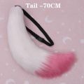 Yae Miko Plush Tail Ear Wig Pink Fox Handmade Cosplay Props Pink Fox Ears Tail Wig. 