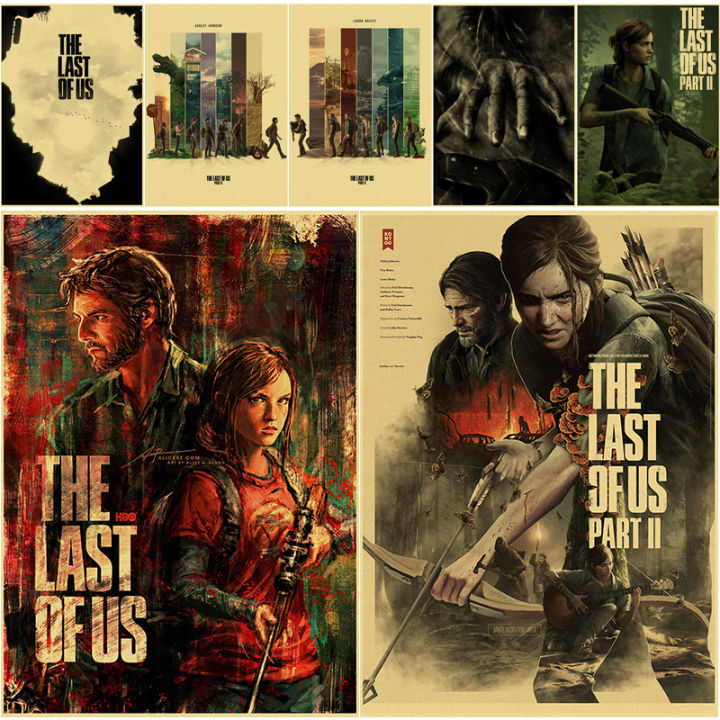 Hot The Last of Us Part 1 2 Poster Abby Ellie Retro Kraft Paper Prints Vintage Home Room Cafe Club Decor Art Wall Painting