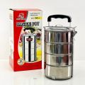 4 Layers Food Lunch Carrier Box Handle Pot Size 14 cm Stainless Steel Tiffin Box. 