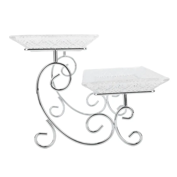 2%20Tiered%20Glass%20Buffet%20Serving%20Tray%20Exquisite%20Glass%20Buffet%20Serving%20Tray%20Multifunctional%20for%20Dishes%20for%20Party%20-%20Image%203