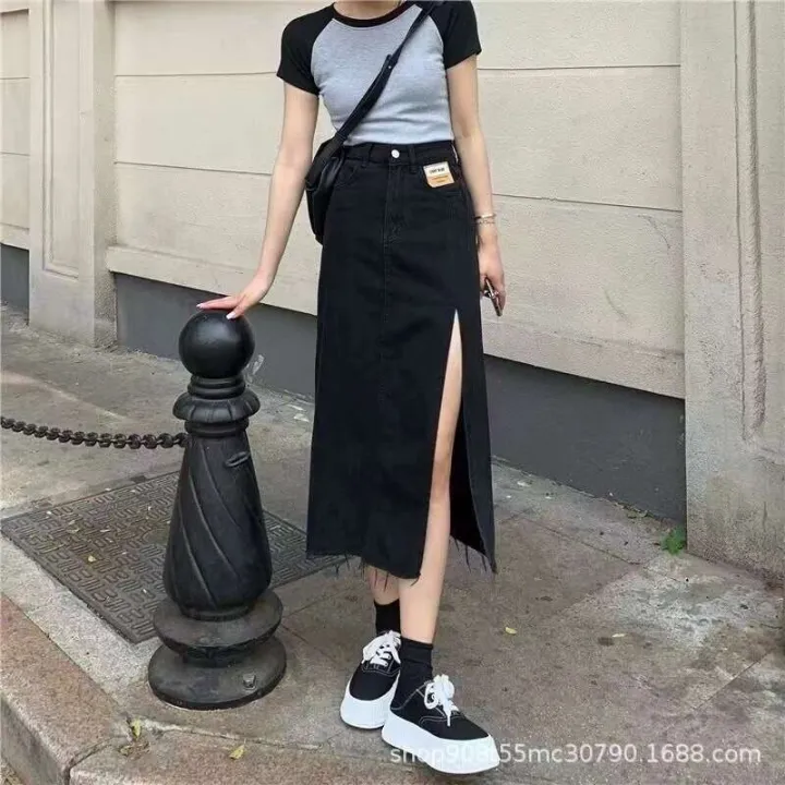 2024%20new%20straight%20pear%20shaped%20slimming%20mid%20length%20A%20line%20hip%20high%20waist%20split%20denim%20skirt%20for%20women%20in%20summer%20-%20Image%203