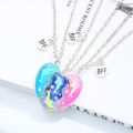 Colorful Heart Necklace for Women Girls 3 s Adjustable Chain Magnet Sequin Heart Butterfly Pendant Necklace Jewelry Accessories. 