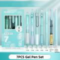 RHS Online 7PCS 0.5mm Press Gel Pen Black Ink Quick-Drying ST Nib Writing Smoothly Signature Student Pens Set. 