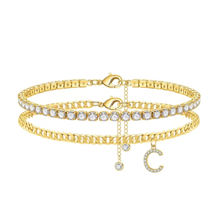 rings%20for%20girls%20Foreign%20trade%20new%20double-layer%2026%20letter%20claw%20chain%20bracelet%20European%20and%20American%20fashion%20tennis%20chain%20diamond%20letter%20layered%20beach%20hand%20-%20Image%203