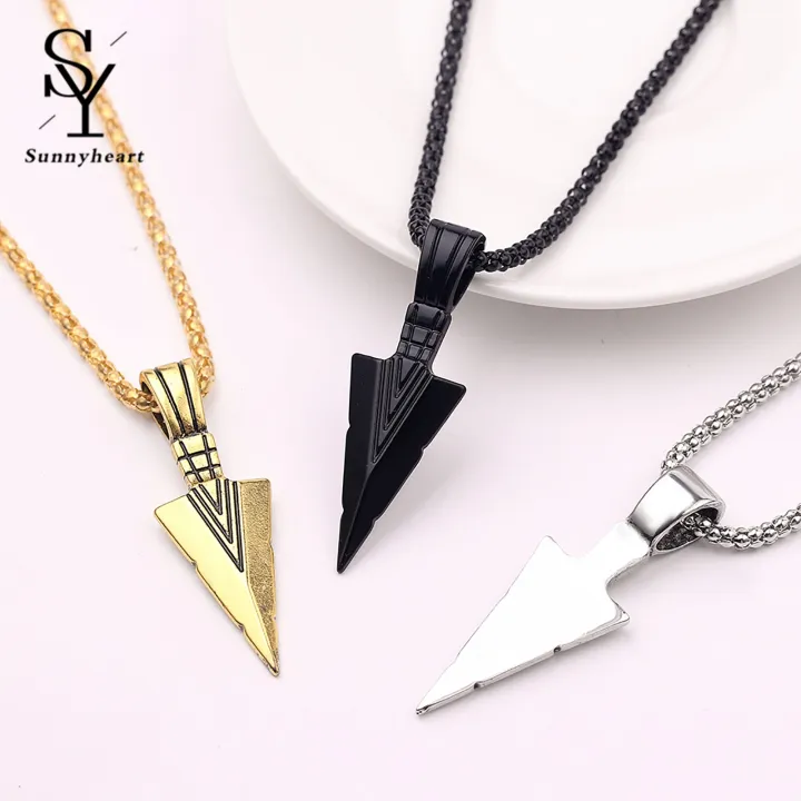 Sunny%20Arrowhead%20Pendant%20Men%20Necklace%20Vintage%20Alloy%20Chain%20Spearpoint%20Necklace%20Fashion%20Accessories%20-%20Image%203