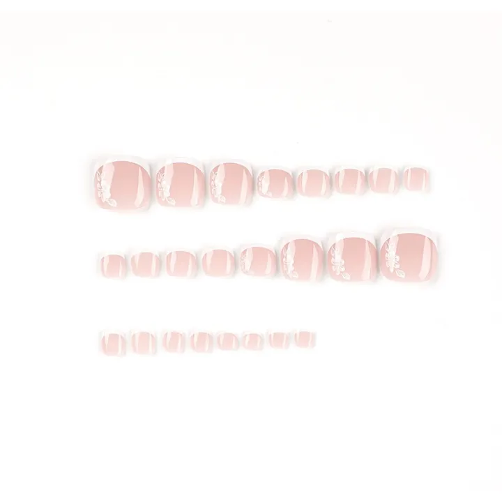 Toe%20Nails%20Set%20French%20Press%20on%20Foot%20Tips%20Nail%20Tips%20with%20Designs%20Summer%20Reusable%20Artificial%20False%20Stick-on%20Nails%20Art%2024pcs%20-%20Image%202