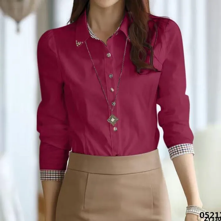 Wear%20Spring%20and%20Autumn%20Formal%20Wear%20Women's%20Wear%20Long%20Sleeve%20Korean%20Edition%20New%20Student%20Professional%20Shirt%20Plus%20Size%20White%20Cargo%20Pants%20OL%20Women's%20Bottom%20Shirt%20-%20Image%203