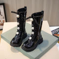 836 kids girls high shoes children fashion shoes high quality PU leather boots for 4 to 9 years. 