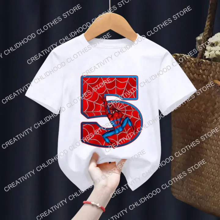 Spiderman%20Children's%20T-Shirt%20Birthday%20Number%201-9%20Tee%20Shirts%20Marvels%20Cartoons%20Kawaii%20Kid%20Casual%20Clothes%20Super%20Hero%20Girl%20Boy%20Tops%20-%20Image%204