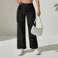 Cargo Pants For Women All-Season Cotton Blend Casual Utility Style Black. 