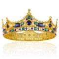 Gold King Crowns for Men Baroque Crystal Crown,for Theater Prom Party. 