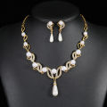 Carat Women Jewelry Set Faux Pearl Water Drop Earrings and Necklace Alloy Rhinestones Wedding Bridal Set. 