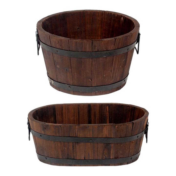 Planter Preservative Wooden Decorative Ornament Flower Bucket Flower Pot for Backyard Garden Home Decoration
