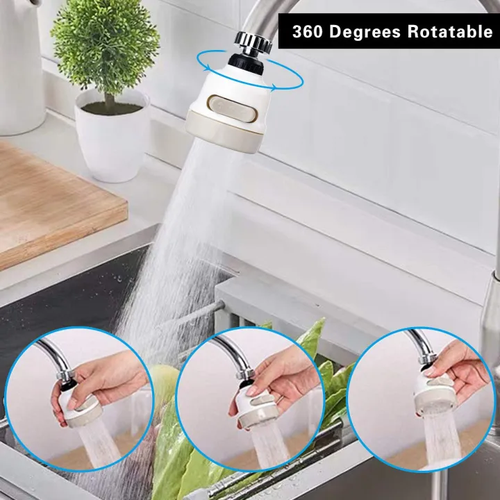 360°Rotatable 3 Modes Adjustment ABS Water Saving Tap Aerator Nozzle Adjustable Faucet Shower Head Filter Sprayer Spout for Kitchen Bathroom