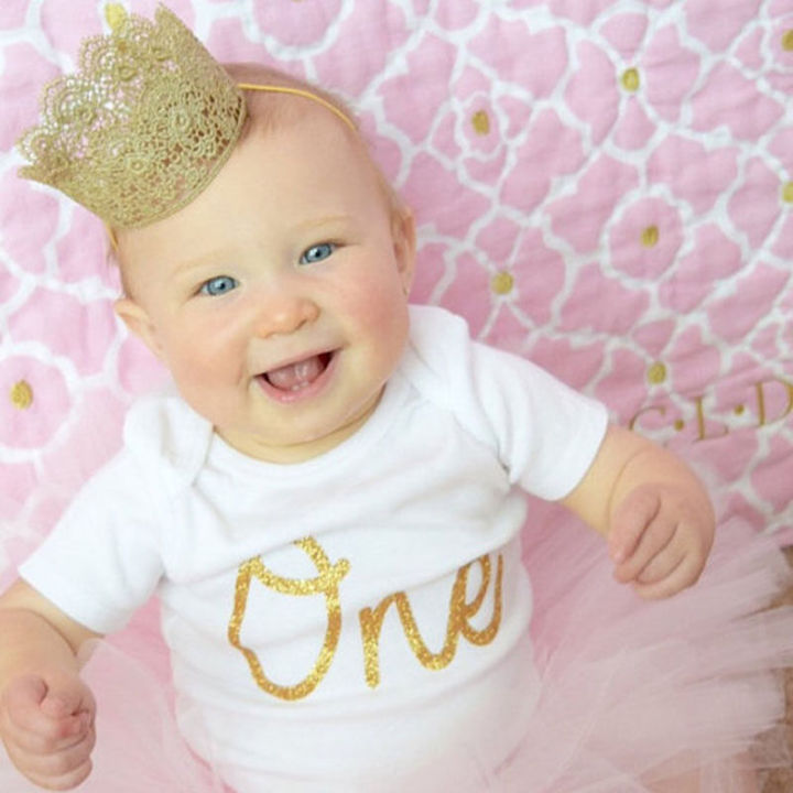 I Love Dad Shiny Princess Newborn Baby Crown Headband Baby Girl