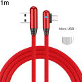 1/2m Micro USB Type-C Elbow Braided 3.1A Fast Charging Cable for Android iPhone. 