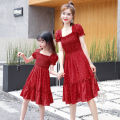 Parent-Child Dress Mother-Daughter Matching Outfit Summer Girls' Floral Dress Mother and Daughter Korean Style Loose Fashion Fried Street Fashionable Princess Dress. 