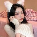 Ins Style Cute Plush Cat Ears Bells Hair Band For Women Girls Sweet Hair Accessories. 