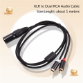 XLR To Dual Audio Cable A1 XLR Male 3 Pin To Dual Male Plug Stereo Audio Cable Amplifier Mixing Plug AV Cable 1M. 
