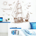 Brown Ships sailing in deep sea classic wall decoration Sticker  room wallpaper bedroom nursery window decor wall stickers  wedding decoration birthday decoration kids room decoration Wall Stickers. 