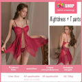 69 SHOP lingerie for nights silk sleepwear for women nighties women sleep wear Front Button Pajamas Steel Support Gathering Small Breast Mesh See-Through Sling Lace Nightdress nighties set for chubby honeymoon outfit for women. 