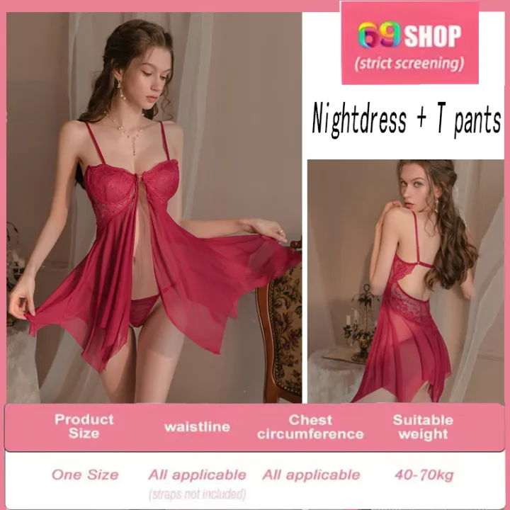 69%20SHOP%20lingerie%20for%20nights%20silk%20sleepwear%20for%20women%20nighties%20women%20sleep%20wear%20Front%20Button%20Pajamas%20Steel%20Support%20Gathering%20Small%20Breast%20Mesh%20See-Through%20Sling%20Lace%20Nightdress%20nighties%20set%20for%20chubby%20honeymoon%20outfit%20for%20women%20-%20Image%208