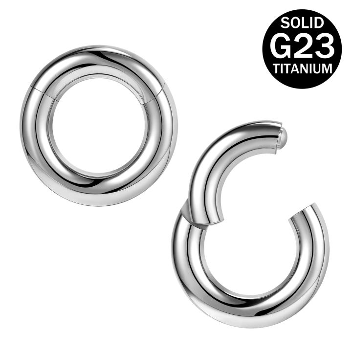 ZS 1PC G23 Titanium Hoop Earring for Women Silver Plated Circle Earring Large Gauge Seputm Nose Ring 2/4/6/8/10/12G Punk Earring