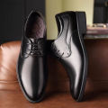 Spring and Autumn Youth British Style Casual Business Wear Leather Shoes Men's Shoes Wedding Shoes Versatile Single-Layer Shoes Work Shoes Waterproof Lightweight. 