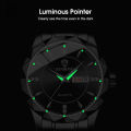 LouisWill Fashion Men Quartz Watches Double Calendar Men's Commercial Steel Strip Watches 30M Waterproof Luxury Business Wristwatches With Luminous for Outdoor Business Travel Exercise. 