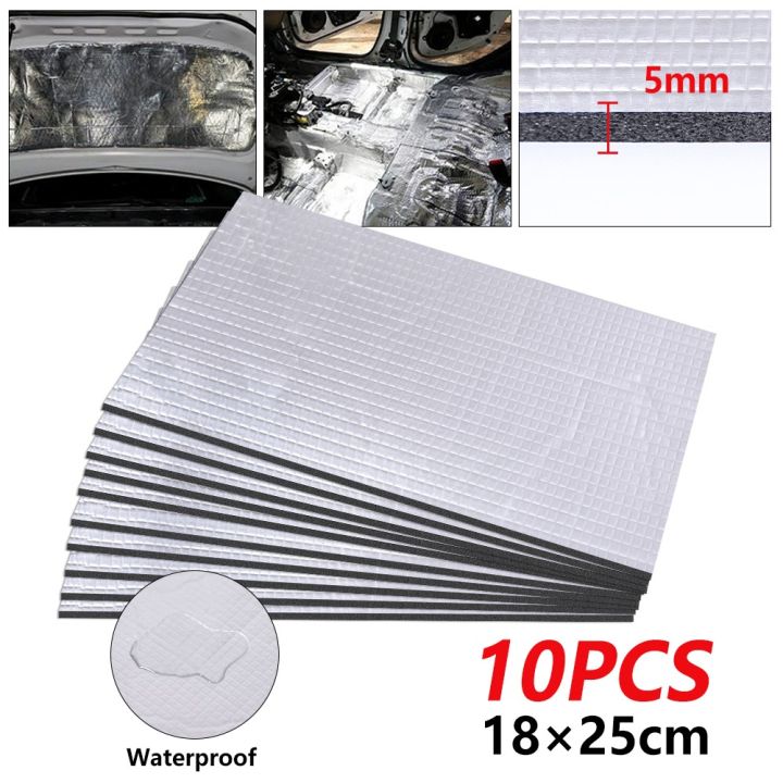 10 Sheets Sound Deadener Heat Insulation Mat Car Van Sound Proofing Deadening Insulation Car Hood Insulation Silent 5mm
