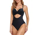 Women's Swim Wear Bodysuit, Solid Color/Printed Patchwork Cutout Backless Beach Jumpsuit, Casual Swimming Romper. 